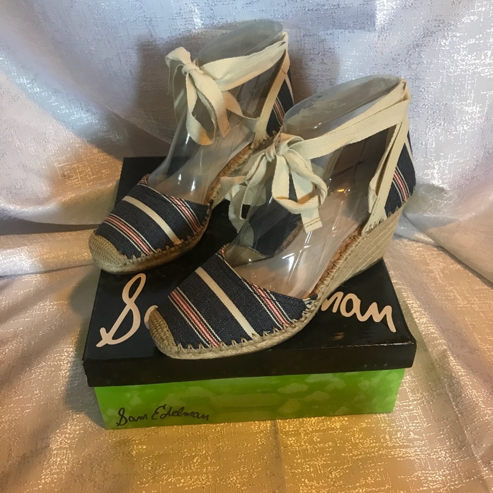 Red/white/blue wedge sandal Sam Edelman Sz 8.5
